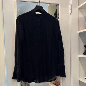 Chloe navy blue Button-Detail Top